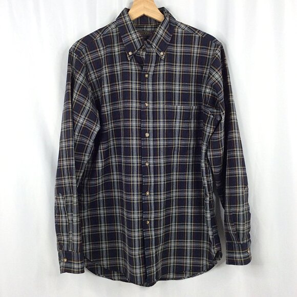 Pendleton Shirt Mens Size Medium Navy Blue Plaid Long Sleeve Button Down Wool - Picture 1 of 6